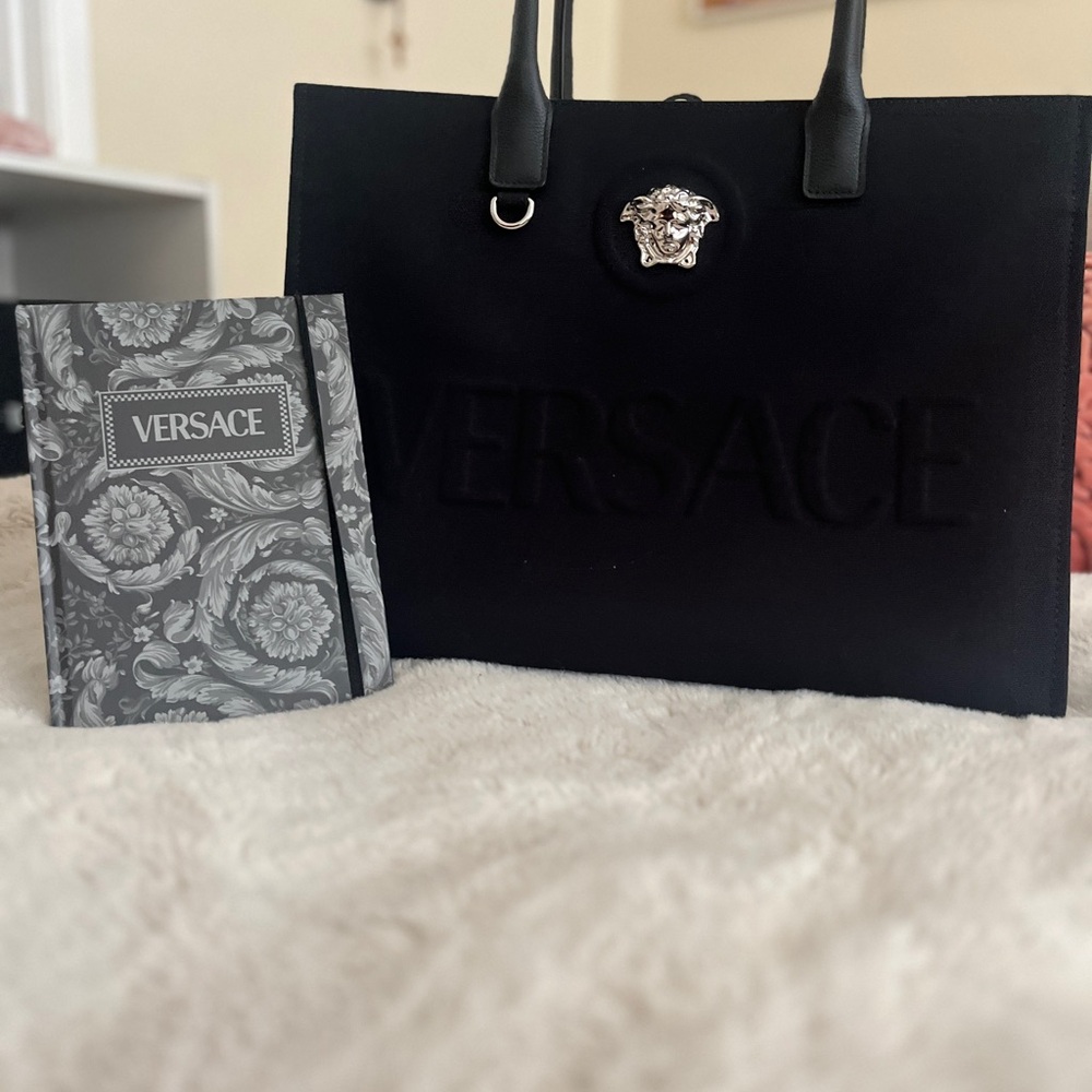 Versace Black Embossed Tote!!
